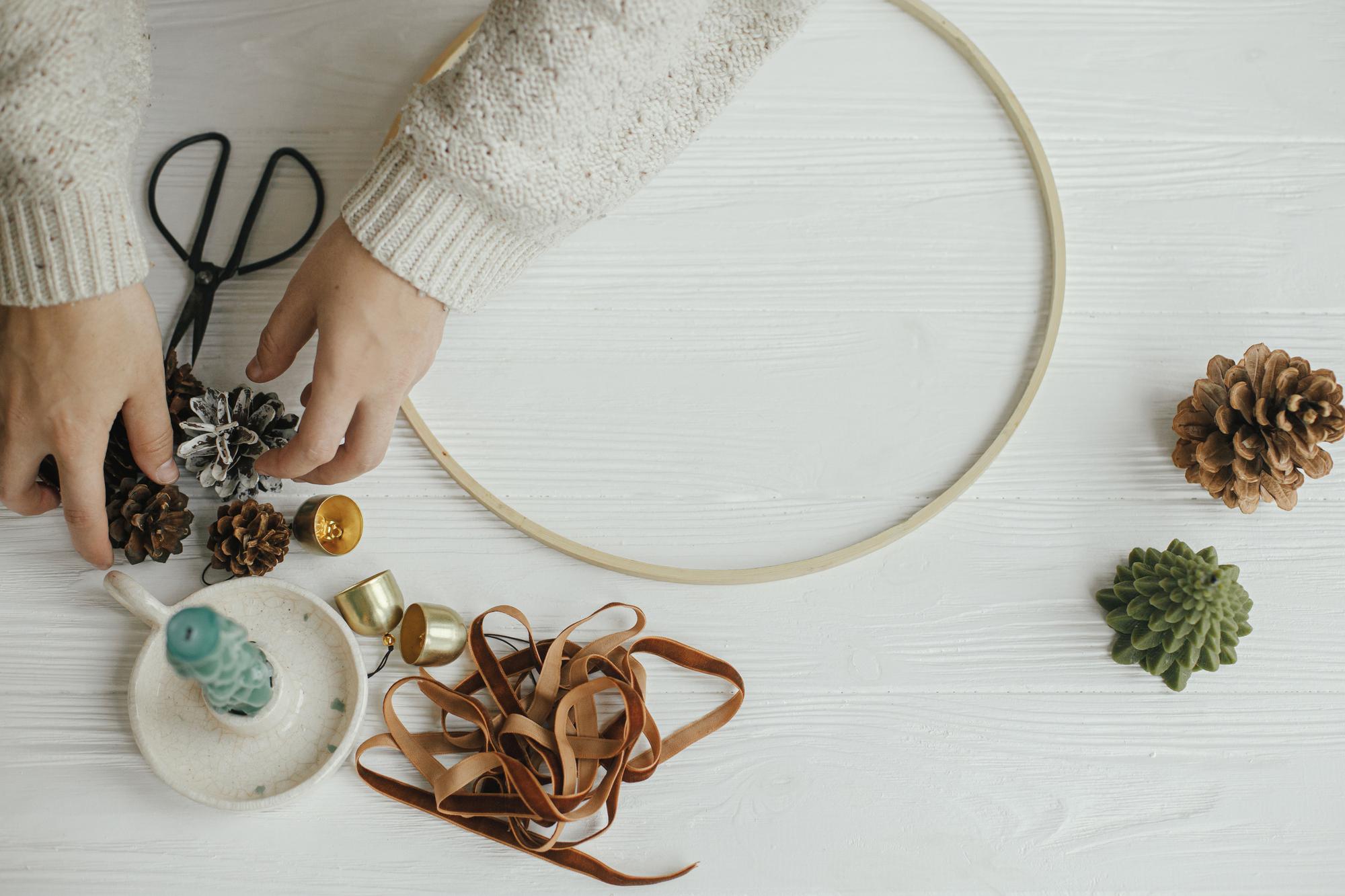 atelier workspace with hoop and threads